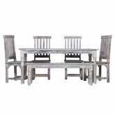 Rustica Reclaimed Solid Wood Rustic Dining Table Set Multicolour C17